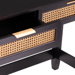 Console Tables-Kirkland's Home Wood Cane Drawers Console Table Black