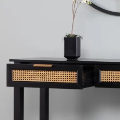 Console Tables-Kirkland's Home Wood Cane Drawers Console Table Black