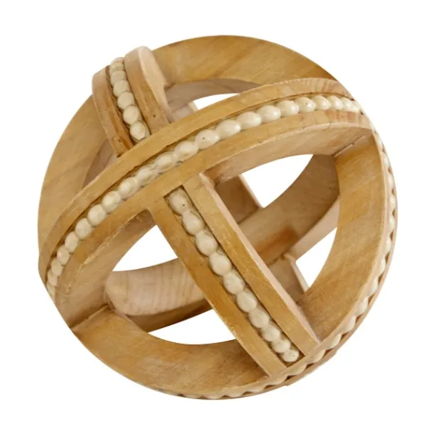 Bowl Filler-Kirkland's Home Wood Carved Bead Orbs, Set Of 3 Brown