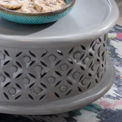 Coffee Tables-Kirkland's Home Wood Carved Medallion Coffee Table Gray