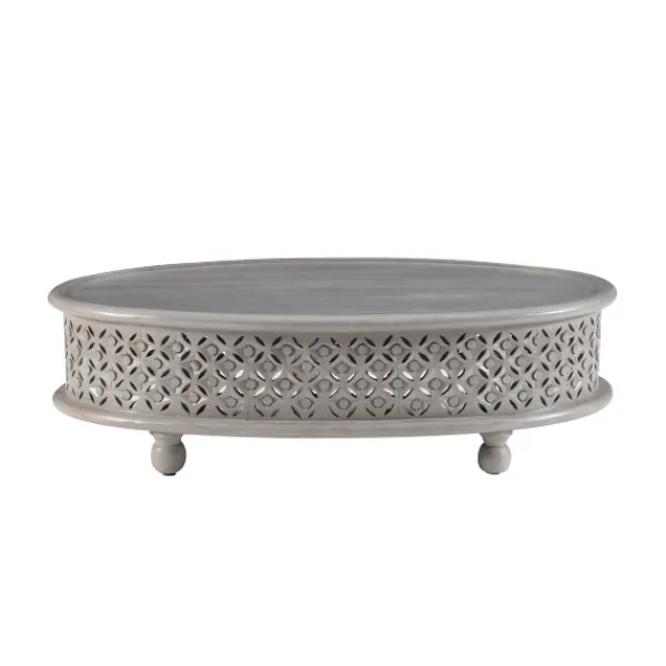 Coffee Tables-Kirkland's Home Wood Carved Medallion Coffee Table Gray