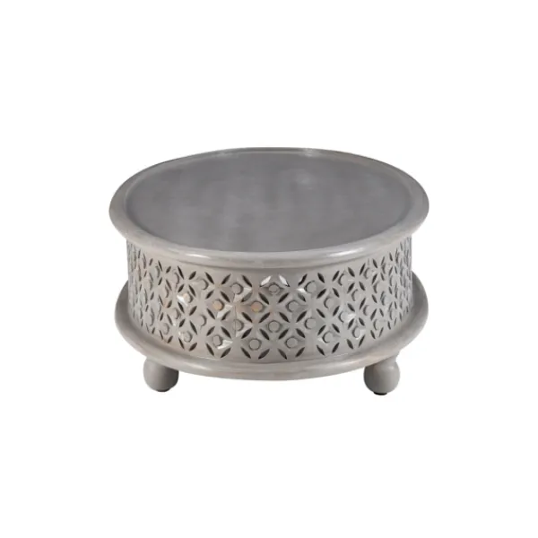 Coffee Tables-Kirkland's Home Wood Carved Medallion Coffee Table Gray
