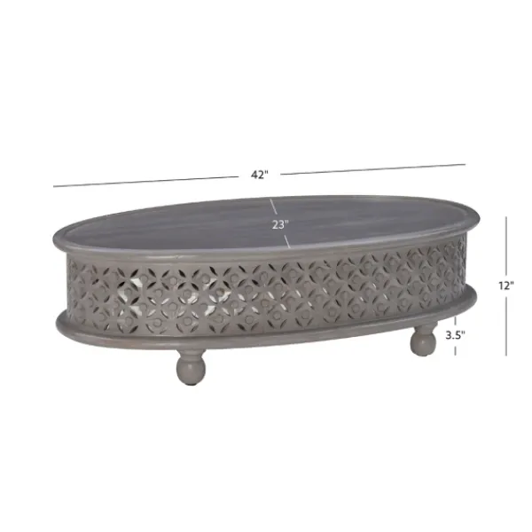 Coffee Tables-Kirkland's Home Wood Carved Medallion Coffee Table Gray