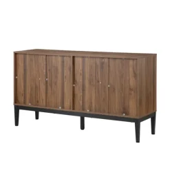 Cabinets & Sideboards-Kirkland's Home Wood Chevron 4-Door Sideboard Brown