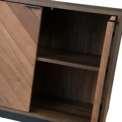 Cabinets & Sideboards-Kirkland's Home Wood Chevron 4-Door Sideboard Brown