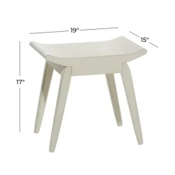 Benches & Ottomans-Kirkland's Home Wood Curved Seat Stool White
