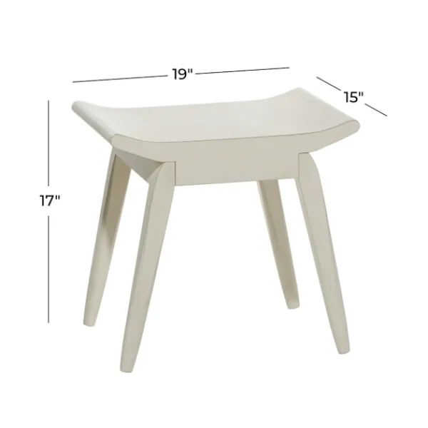 Benches & Ottomans-Kirkland's Home Wood Curved Seat Stool White