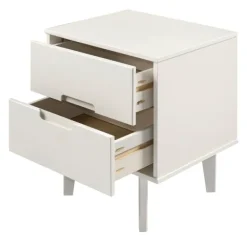 Nightstands-Kirkland's Home Wood Cut-Out Handle Nightstand White