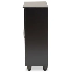 Entryway Furniture-Kirkland's Home Wood Cut-Out Shoe Storage Cabinet Black