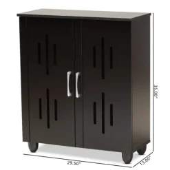 Entryway Furniture-Kirkland's Home Wood Cut-Out Shoe Storage Cabinet Black