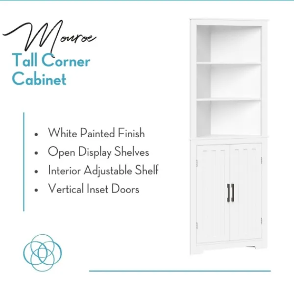 Bathroom Furniture-Kirkland's Home Wood 2-Door Corner Storage Cabinet White