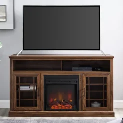 Tv Stands & Media Consoles-Kirkland's Home Wood 2-Door Led Fireplace Cabinet Brown