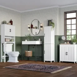 Bathroom Furniture-Kirkland's Home Wood 2-Door Storage Cabinet White