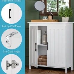 Bathroom Furniture-Kirkland's Home Wood 2-Door Storage Cabinet White