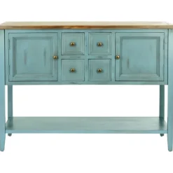 Console Tables-Kirkland's Home Wood 2-Door Storage Console Table Blue