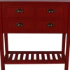 Console Tables-Kirkland's Home Wood 4-Drawer Console Table Red