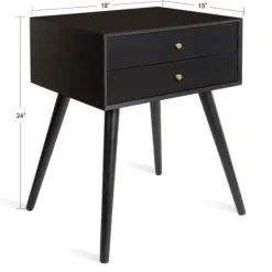 Accent & End Tables-Kirkland's Home Wood 2-Drawer Finco Accent Table Black