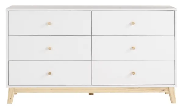 Dressers & Chests-Kirkland's Home Wood 6-Drawer Footed Dresser White