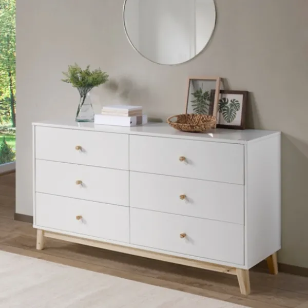 Dressers & Chests-Kirkland's Home Wood 6-Drawer Footed Dresser White