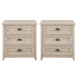 Bathroom Furniture-Kirkland's Home Wood 3-Drawer Nightstands, Set Of 2 Ivory