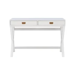 Office Furniture-Kirkland's Home Wood 2-Drawer X-Frame Desk White