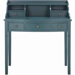 Office Furniture-Kirkland's Home Wood 5-Drawers Desk Blue