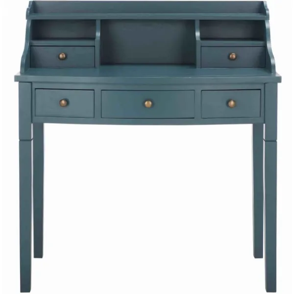 Office Furniture-Kirkland's Home Wood 5-Drawers Desk Blue