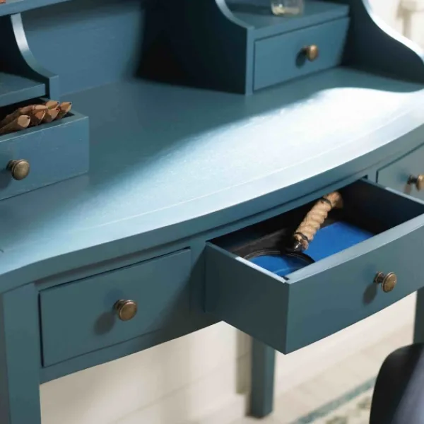 Office Furniture-Kirkland's Home Wood 5-Drawers Desk Blue