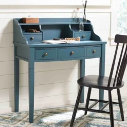 Office Furniture-Kirkland's Home Wood 5-Drawers Desk Blue