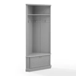 Entryway Furniture-Kirkland's Home Wood Drop Door Corner Hall Tree Gray