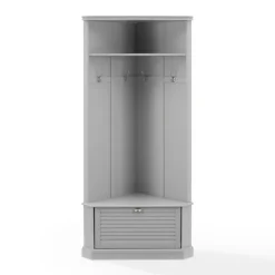 Entryway Furniture-Kirkland's Home Wood Drop Door Corner Hall Tree Gray
