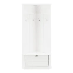 Entryway Furniture-Kirkland's Home Wood Drop Door Corner Hall Tree White