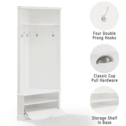 Entryway Furniture-Kirkland's Home Wood Drop Door Corner Hall Tree White