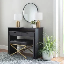 Office Furniture-Kirkland's Home Wood Extendable Desk Black