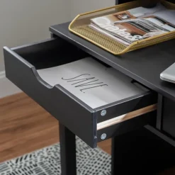 Office Furniture-Kirkland's Home Wood Extendable Desk Black