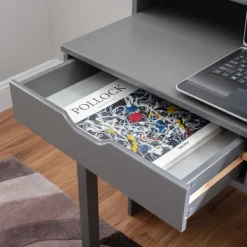Office Furniture-Kirkland's Home Wood Extendable Desk Gray
