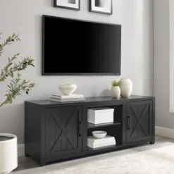 Tv Stands & Media Consoles-Kirkland's Home Wood Farmhouse Media Cabinet Black