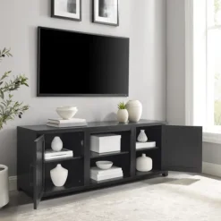 Tv Stands & Media Consoles-Kirkland's Home Wood Farmhouse Media Cabinet Black