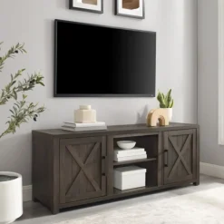 Tv Stands & Media Consoles-Kirkland's Home Wood Farmhouse Media Cabinet Brown
