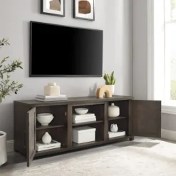 Tv Stands & Media Consoles-Kirkland's Home Wood Farmhouse Media Cabinet Brown