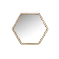 Decorative Mirrors-Kirkland's Home Wood Frame Hexagon Wall Mirror