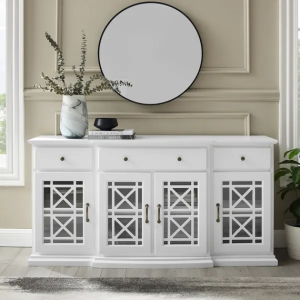 Cabinets & Sideboards-Kirkland's Home Wood Fretwork Sideboard White