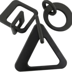 Statues & Figurines-Kirkland's Home Wood Geometric Chain Sculptures, Set Of 3 Black