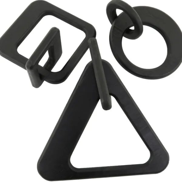 Statues & Figurines-Kirkland's Home Wood Geometric Chain Sculptures, Set Of 3 Black