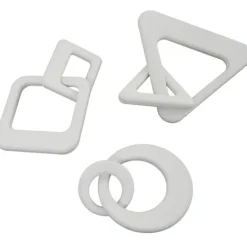 Statues & Figurines-Kirkland's Home Wood Geometric Chain Sculptures, Set Of 3 White