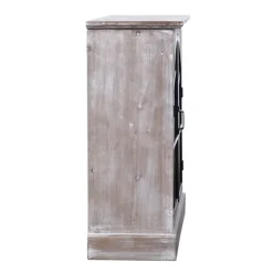 Cabinets & Sideboards-Kirkland's Home Wood Glass Arched Doors Cabinet Gray
