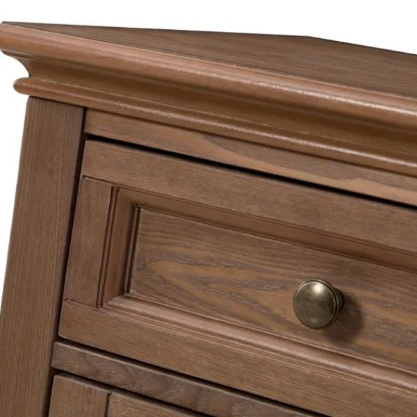 Cabinets & Sideboards-Kirkland's Home Wood Glass Door Sideboard Cabinet Brown