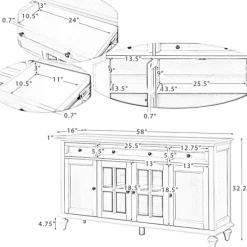 Cabinets & Sideboards-Kirkland's Home Wood Glass Door Sideboard Cabinet Brown