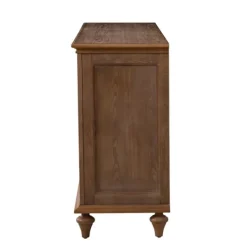 Cabinets & Sideboards-Kirkland's Home Wood Glass Door Sideboard Cabinet Brown