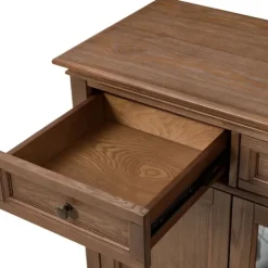 Cabinets & Sideboards-Kirkland's Home Wood Glass Door Sideboard Cabinet Brown